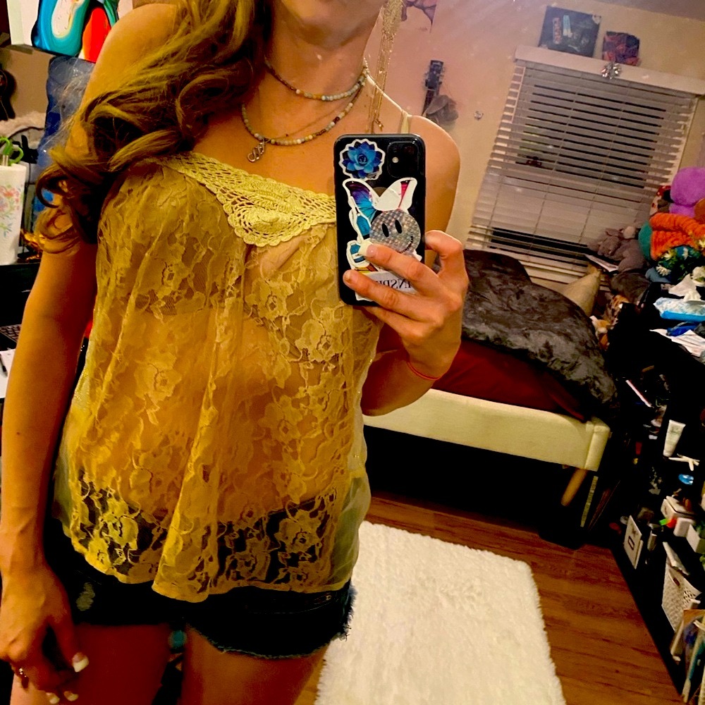 Chan Luu Lace Embellished Tan and Cream Camisole - Picture 8 of 9